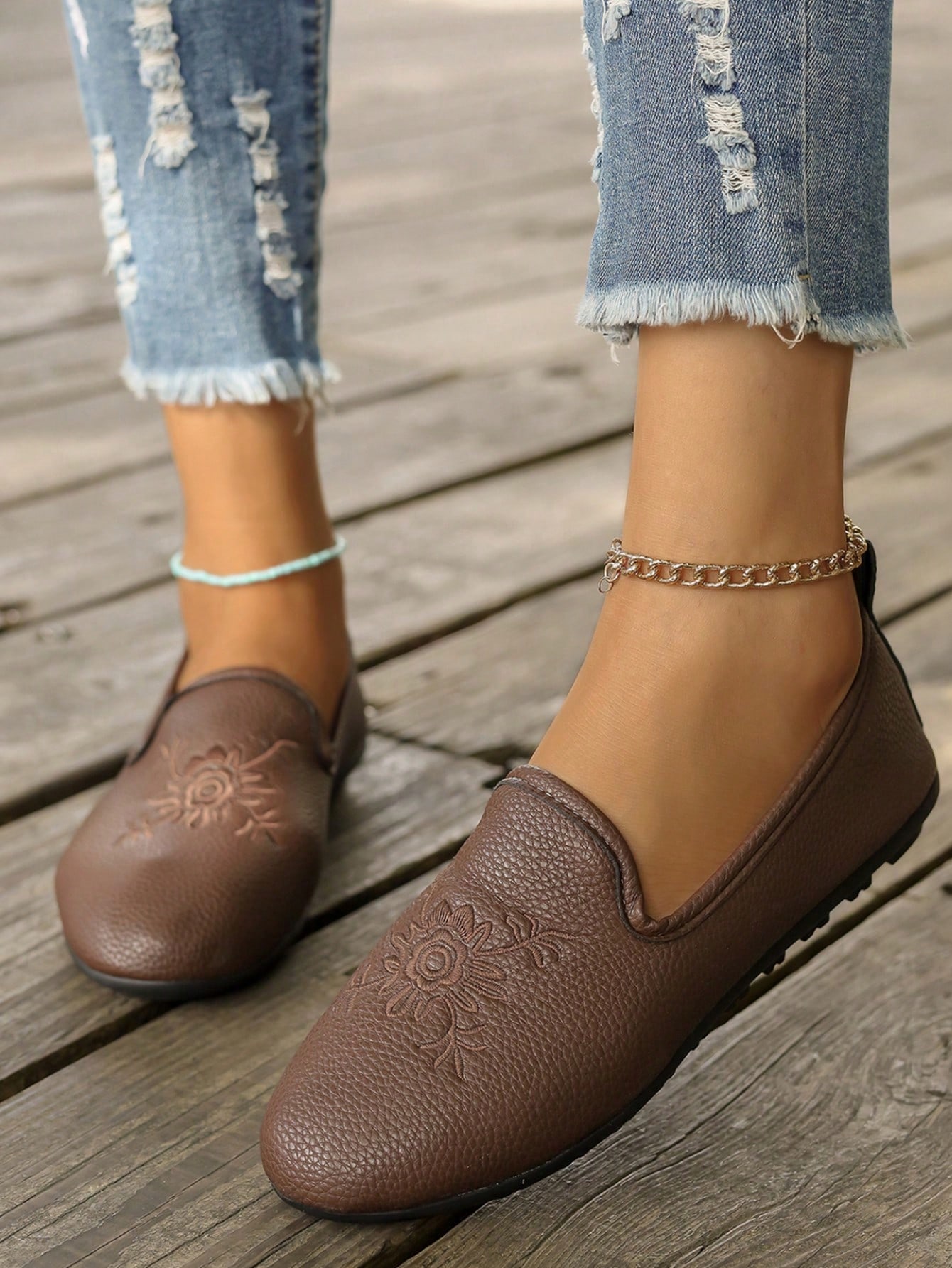 In Coffee Brown Women Flats