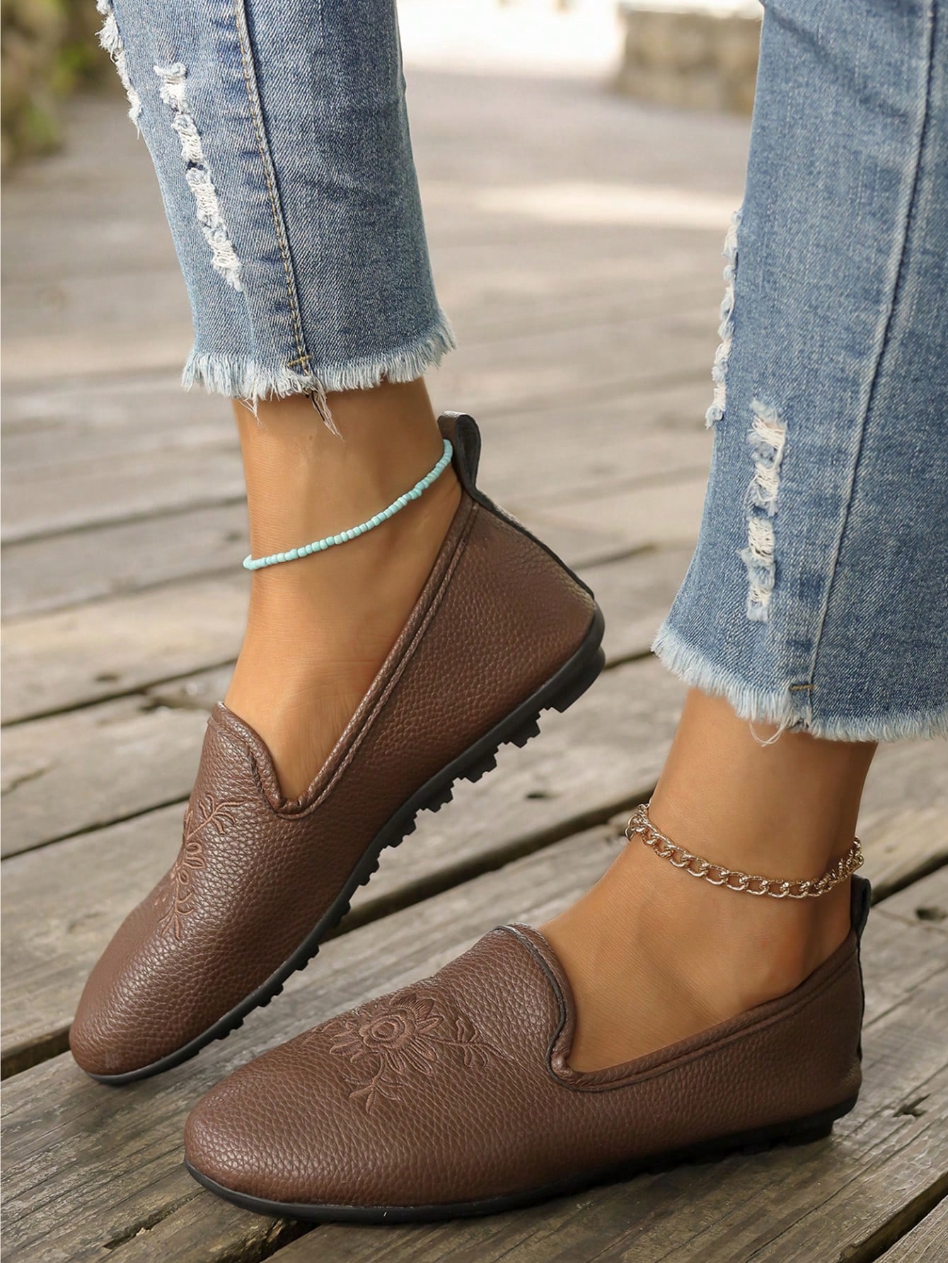 In Coffee Brown Women Flats