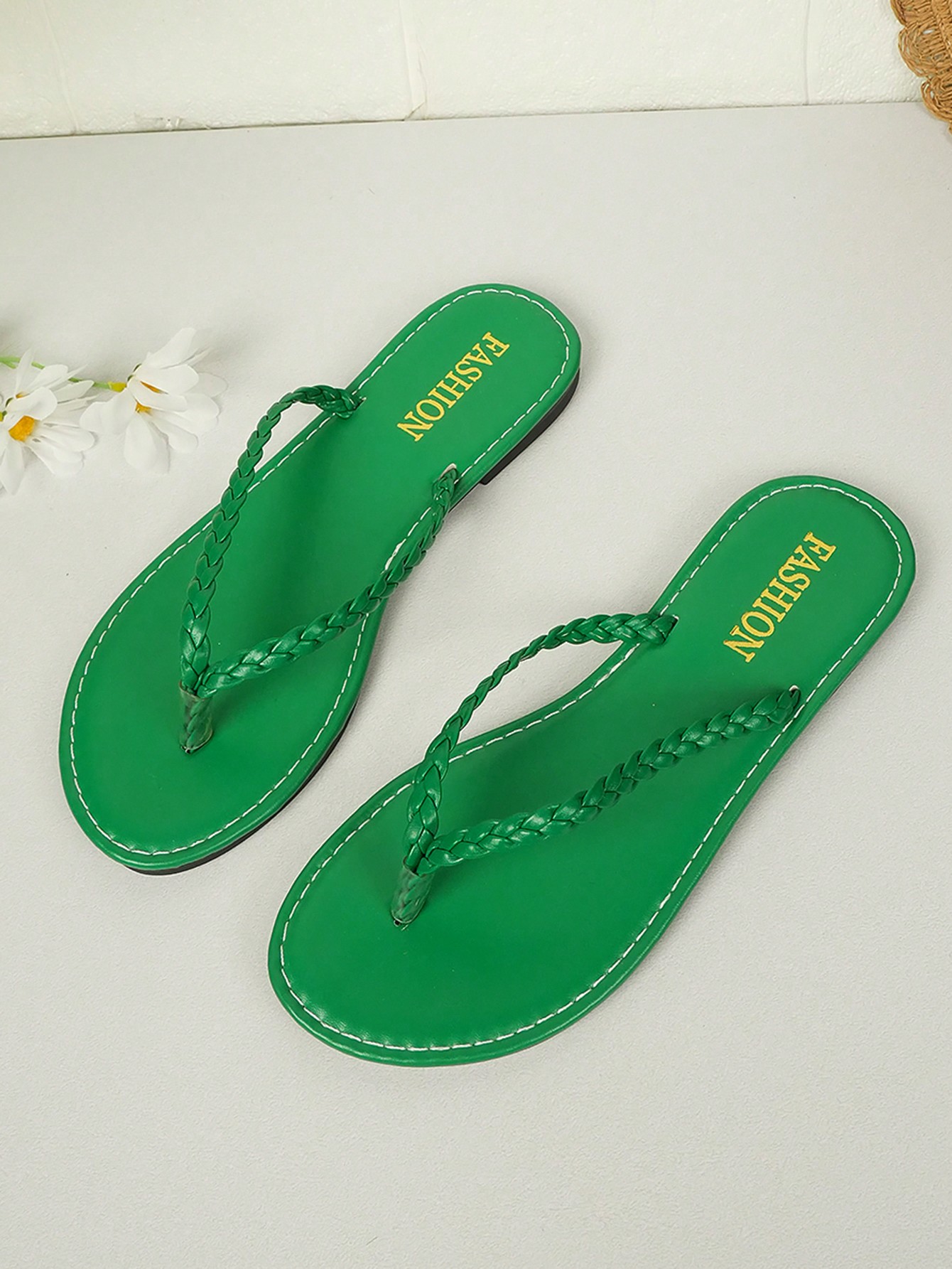 In Green Women Flat Sandals