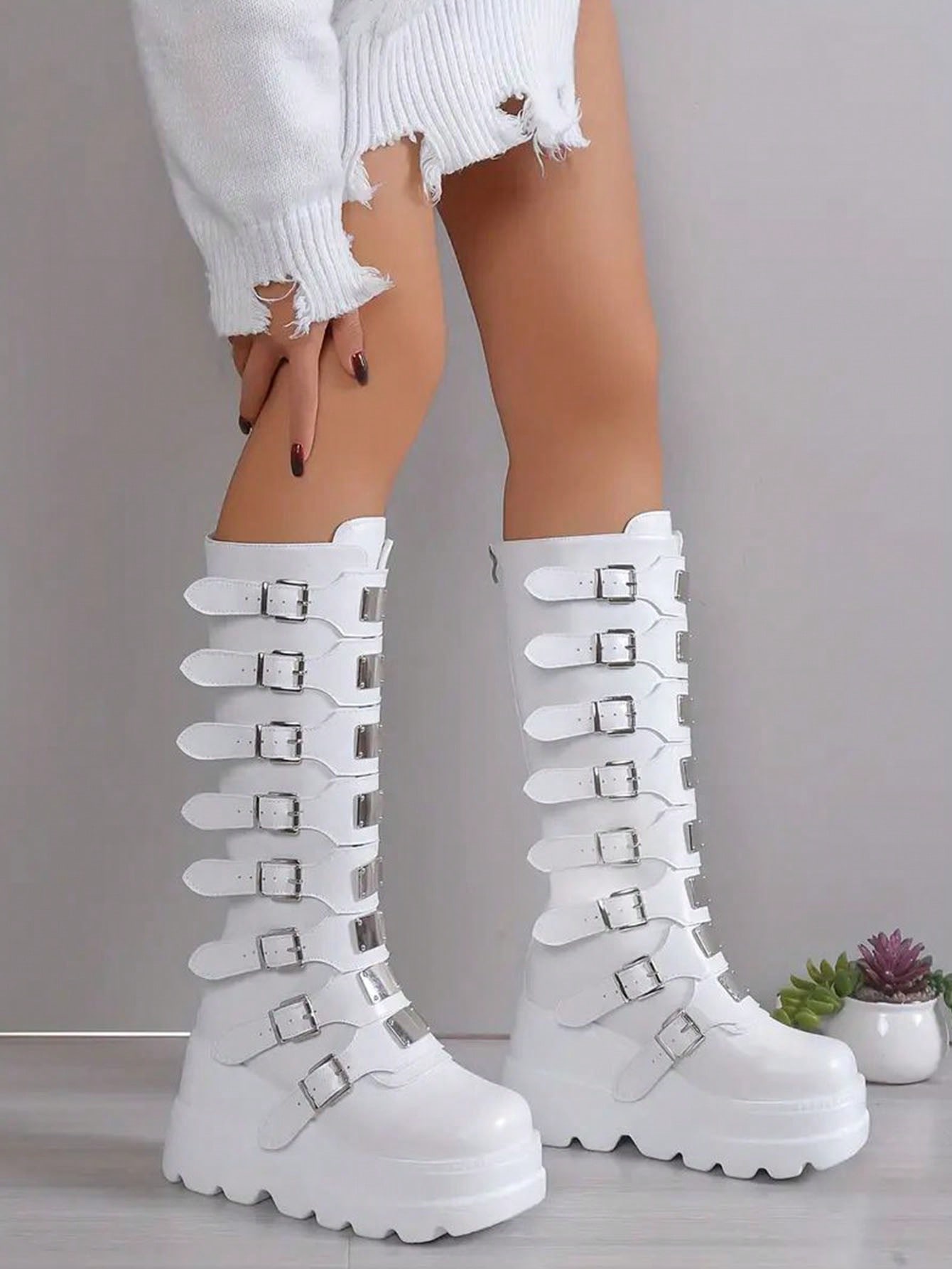 In White Women Knee-High Boots