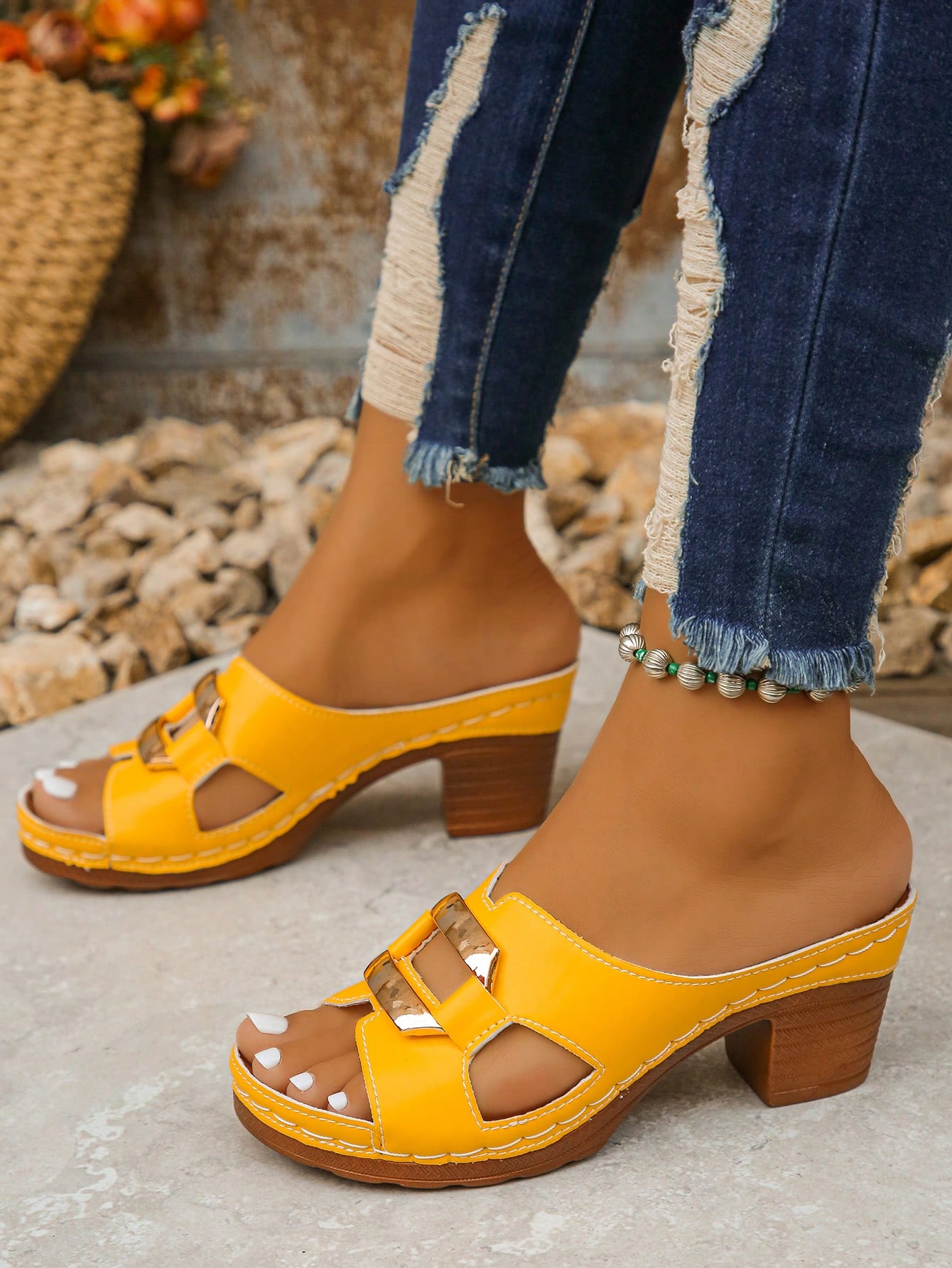 In Yellow Women Heeled Sandals