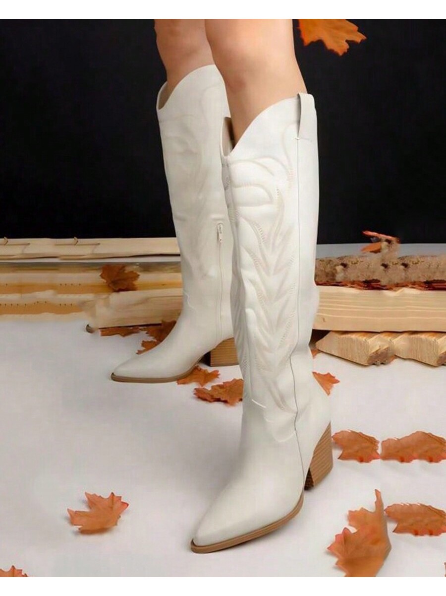 In White Women Knee-High Boots